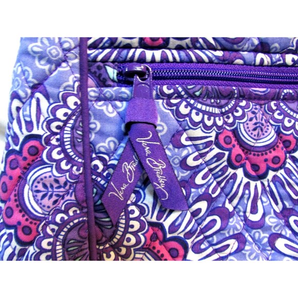 Vera Bradley Shoulder Bag VBE18 Purple Floral Adjustable Foldable Base - Picture 3 of 12
